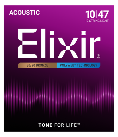Struny Elixir PolyWeb 80/20 Bronze 10-47 12-String Light (11150)