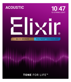 Struny Elixir PolyWeb 80/20 Bronze 10-47 12-String Light (11150)