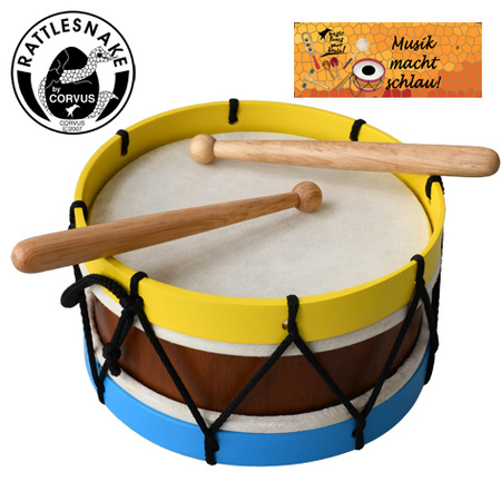 Bęben drewniany z naturalną membraną 19 cm i pałeczkami Corvus