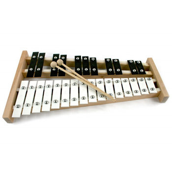 Dzwonki szkolne chromatyczne 27-tonowe dwurzędowe na drewnianej ramie